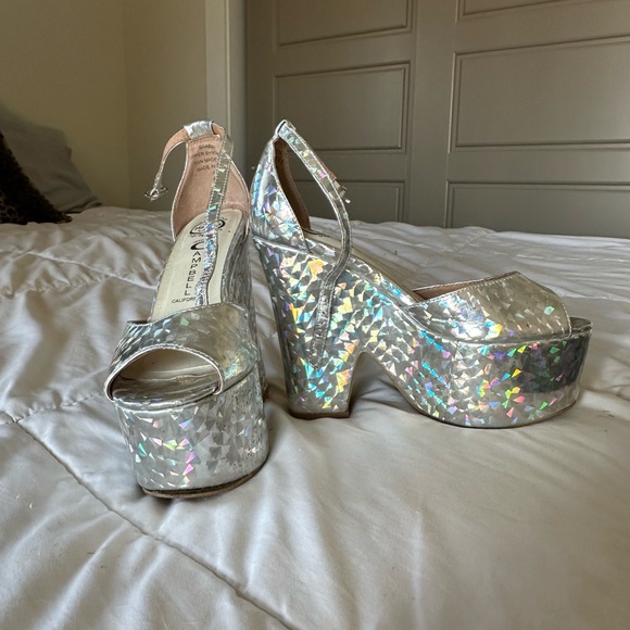 Jeffrey Campbell Holographic Platform Heels Y2K Vintage - Picture 2 of 13